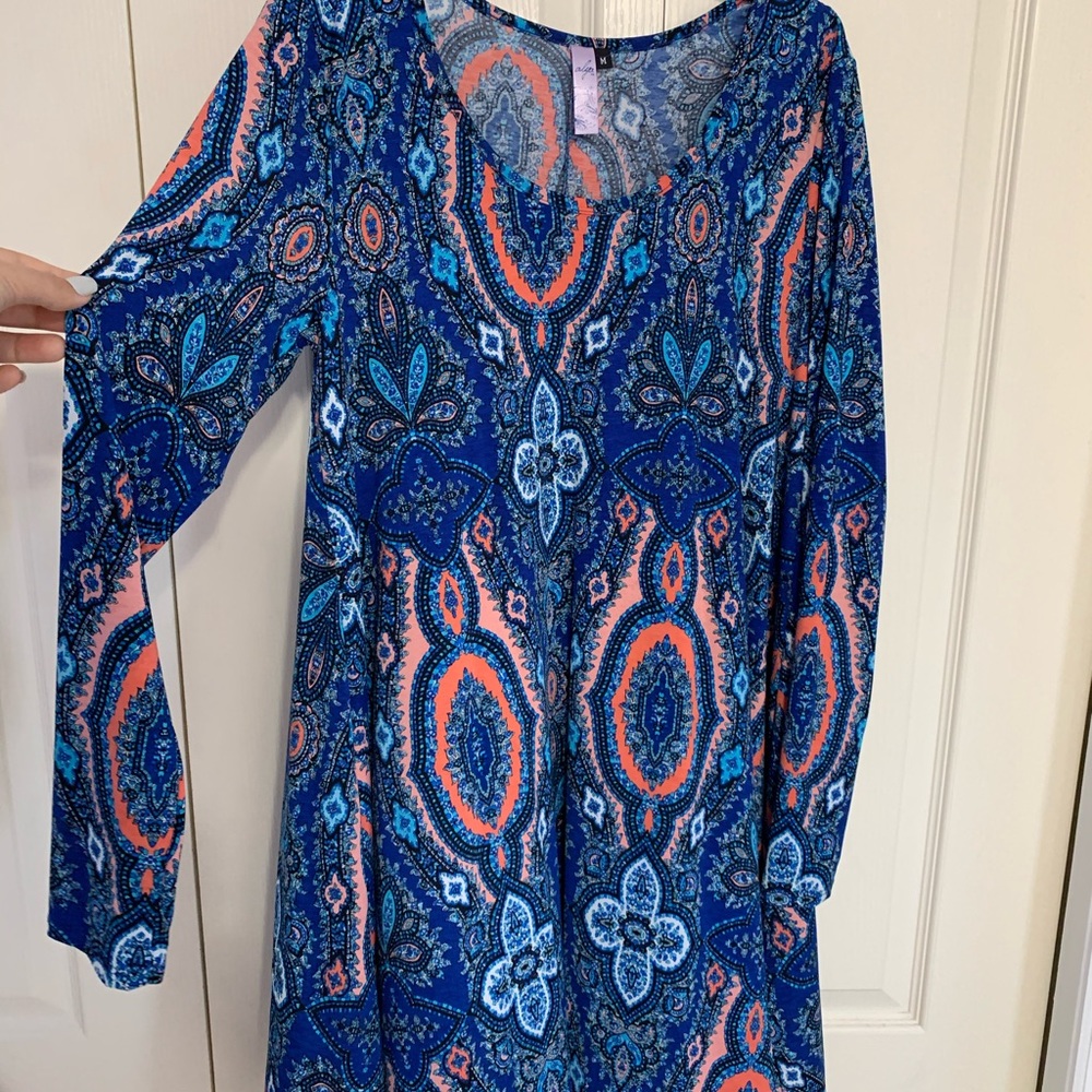 Juniors/Womens Bohemian Longsleeve Flowy Dress
